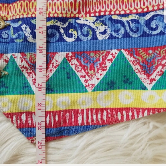 VTG Stuffed Shirt Jeanswear Denim Women Vest Size M Tribal Aztec Colorful - Picture 8 of 8